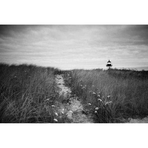 Nantucket Light Black Modern Wood Framed Art Print with Double Matting by Aledanda