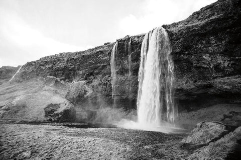 Seljalandsfoss White Modern Wood Framed Art Print with Double Matting by Marshall, Laura
