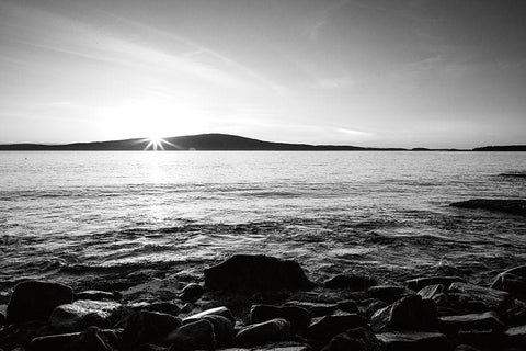 Frenchman Bay White Modern Wood Framed Art Print with Double Matting by Marshall, Laura