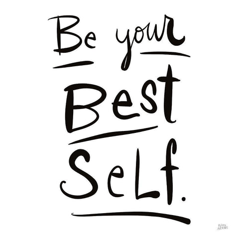 Be Your Best Self Black Modern Wood Framed Art Print with Double Matting by Averinos, Melissa
