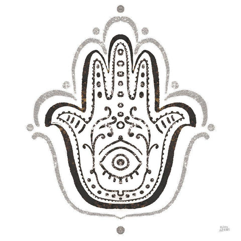 Hamsa Amulet in Black White Modern Wood Framed Art Print by Averinos, Melissa