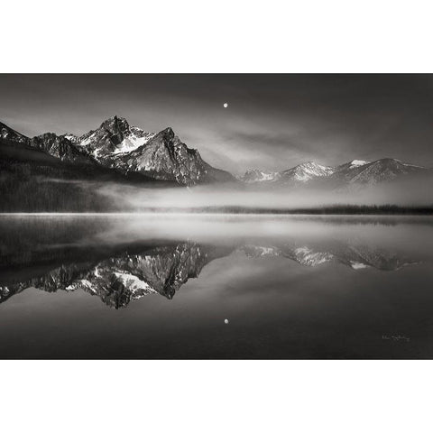 Moonset on McGown Peak Black Modern Wood Framed Art Print by Majchrowicz, Alan