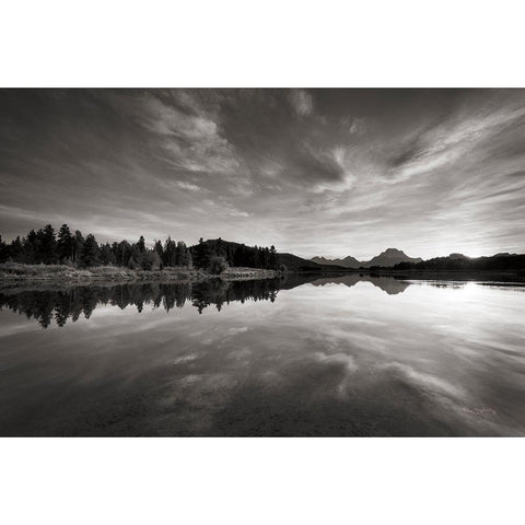 Oxbow Bend sunset Grand Teton National Park White Modern Wood Framed Art Print by Majchrowicz, Alan