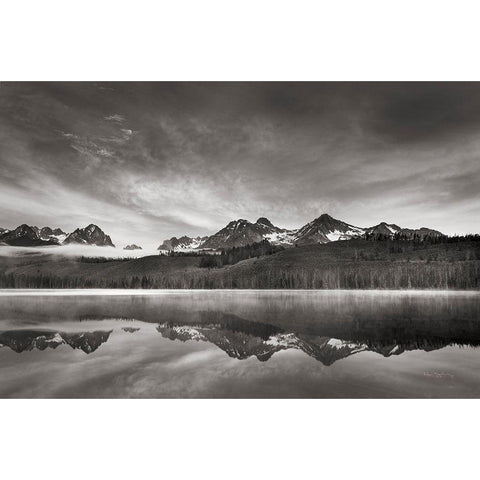 Little Redfish Lake at Sunrise Gold Ornate Wood Framed Art Print with Double Matting by Majchrowicz, Alan
