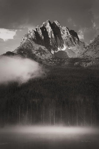 Little Redfish Lake Mist I White Modern Wood Framed Art Print with Double Matting by Majchrowicz, Alan