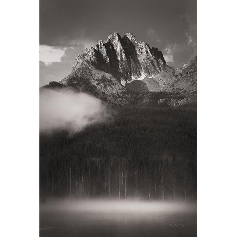 Little Redfish Lake Mist I Black Modern Wood Framed Art Print by Majchrowicz, Alan