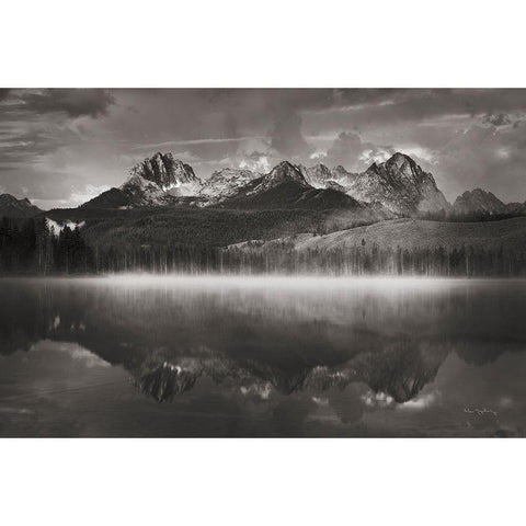 Little Redfish Lake Mist II Gold Ornate Wood Framed Art Print with Double Matting by Majchrowicz, Alan