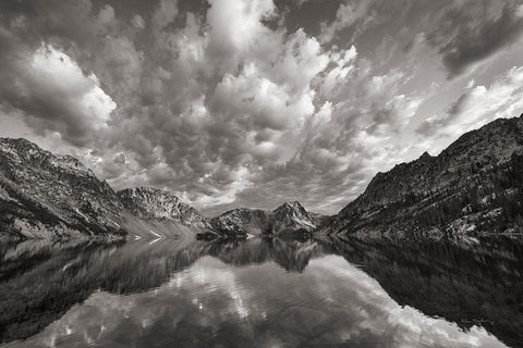 Sawtooth Lake Reflection I White Modern Wood Framed Art Print with Double Matting by Majchrowicz, Alan