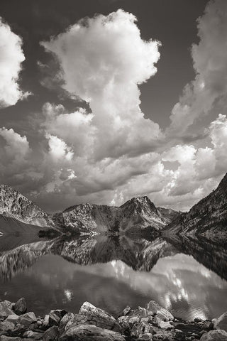 Sawtooth Lake Reflection II White Modern Wood Framed Art Print with Double Matting by Majchrowicz, Alan