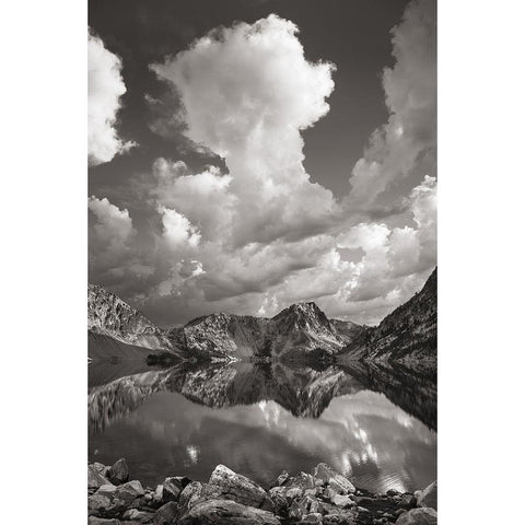 Sawtooth Lake Reflection II Black Modern Wood Framed Art Print with Double Matting by Majchrowicz, Alan