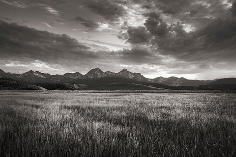 Stanley Basin Sawtooth Mountains Idaho White Modern Wood Framed Art Print with Double Matting by Majchrowicz, Alan