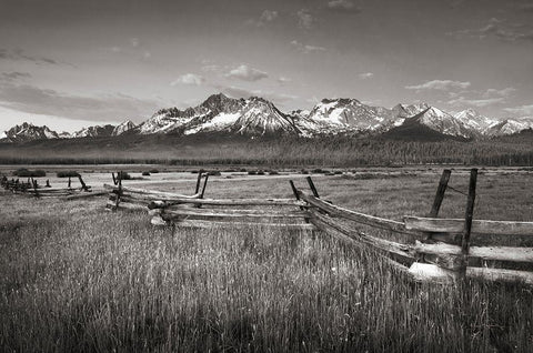 Stanley Basin Fence White Modern Wood Framed Art Print with Double Matting by Majchrowicz, Alan