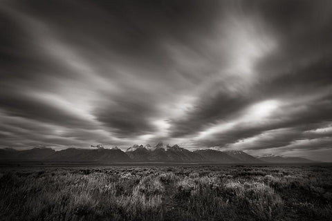 Teton Sky White Modern Wood Framed Art Print with Double Matting by Majchrowicz, Alan