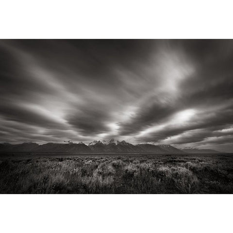 Teton Sky Black Modern Wood Framed Art Print with Double Matting by Majchrowicz, Alan