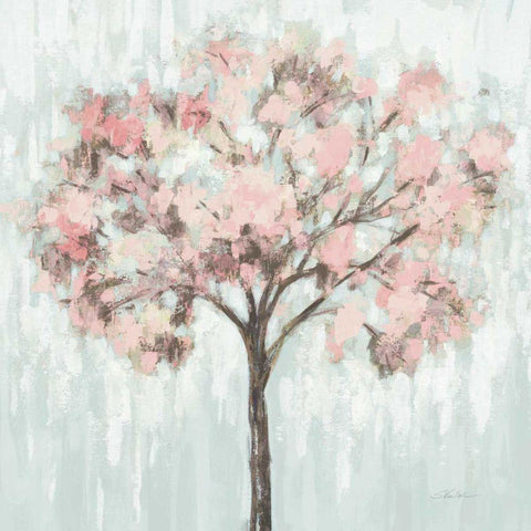 Blooming Tree Blush Crop Black Modern Wood Framed Art Print with Double Matting by Vassileva, Silvia