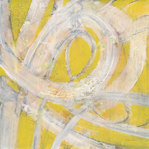 Sunshine Swirl Gold Ornate Wood Framed Art Print with Double Matting by Hristova, Albena