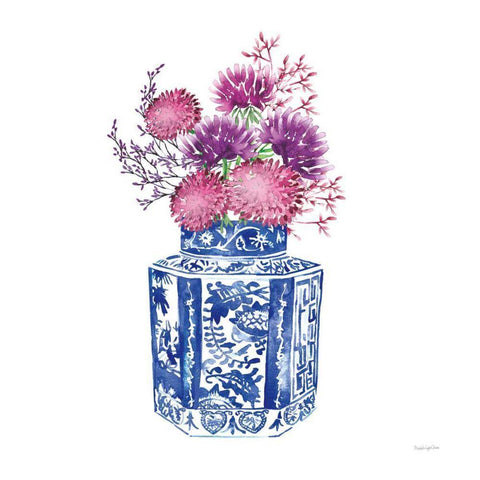 Chinoiserie Style III White Modern Wood Framed Art Print with Double Matting by Charro, Mercedes Lopez