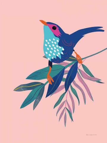 Exotic Birds IV White Modern Wood Framed Art Print with Double Matting by Escalante, Omar