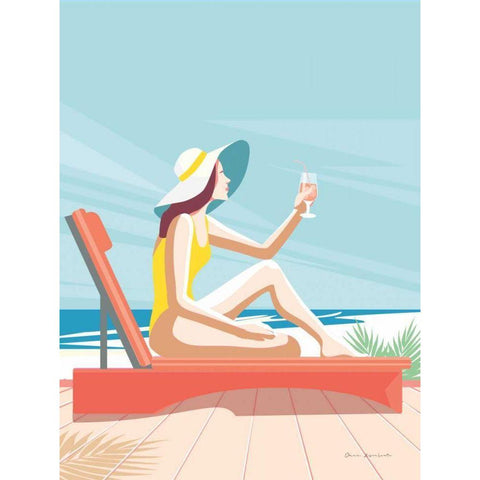 South Beach Sunbather I Black Modern Wood Framed Art Print with Double Matting by Escalante, Omar