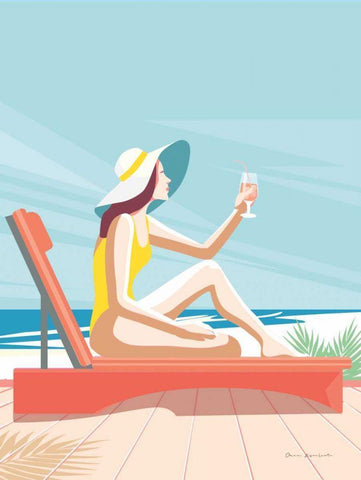 South Beach Sunbather I White Modern Wood Framed Art Print with Double Matting by Escalante, Omar