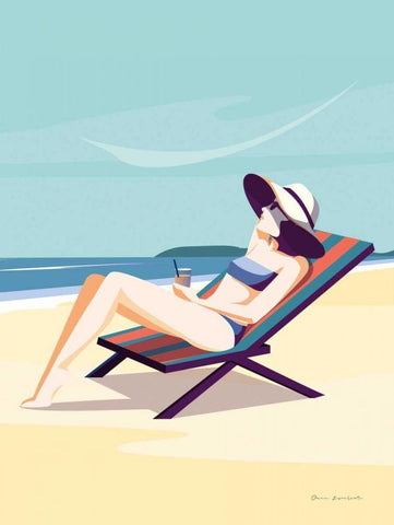 South Beach Sunbather II White Modern Wood Framed Art Print with Double Matting by Escalante, Omar