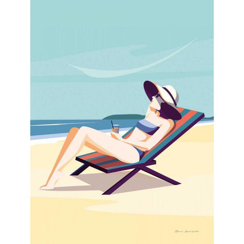 South Beach Sunbather II White Modern Wood Framed Art Print by Escalante, Omar