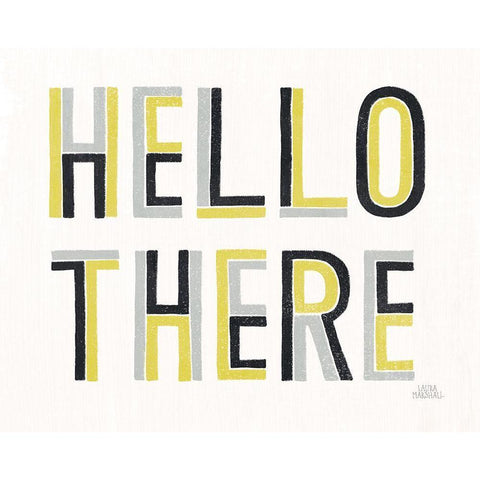 Retro Words III Yellow Black Black Modern Wood Framed Art Print by Marshall, Laura