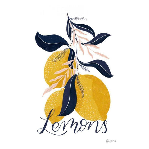 Lemons I White Modern Wood Framed Art Print by Thorns, Becky