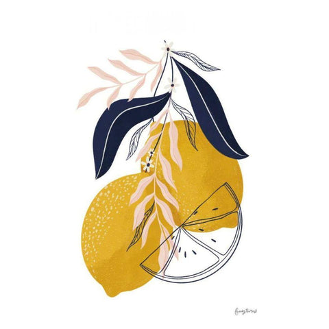 Lemons II White Modern Wood Framed Art Print by Thorns, Becky