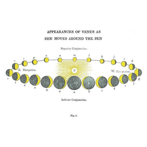 Solar Venus Chart Bright Gold Ornate Wood Framed Art Print with Double Matting by Wild Apple Portfolio