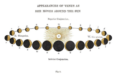 Solar Venus Chart Gold Black Ornate Wood Framed Art Print with Double Matting by Wild Apple Portfolio