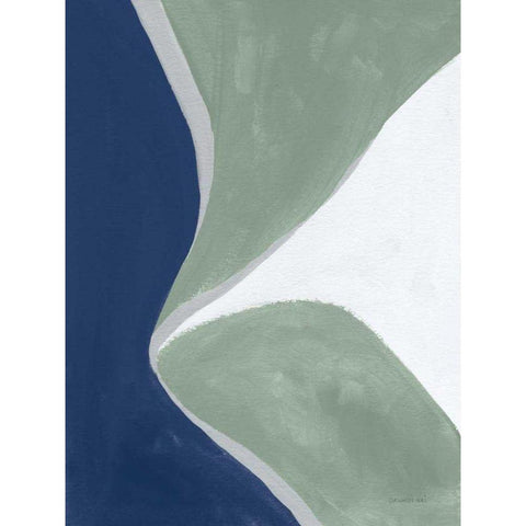 Blue Green Abstract III Black Modern Wood Framed Art Print with Double Matting by Nai, Danhui