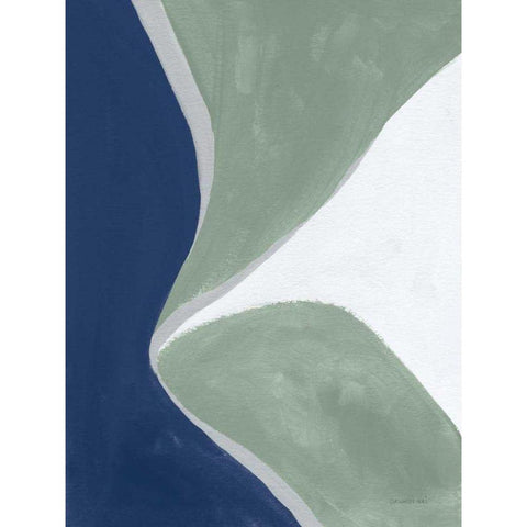 Blue Green Abstract III White Modern Wood Framed Art Print by Nai, Danhui