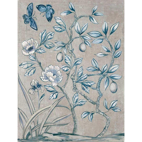 Shimmering Garden I Navy Black Modern Wood Framed Art Print with Double Matting by Purinton, Julia