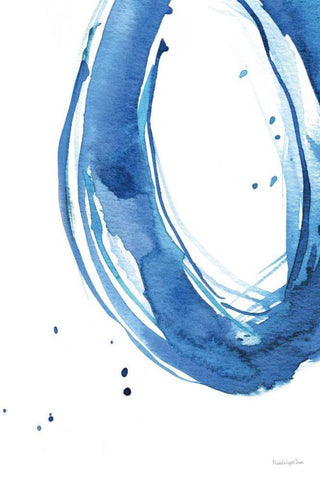 Bold Blue II White Modern Wood Framed Art Print with Double Matting by Charro, Mercedes Lopez