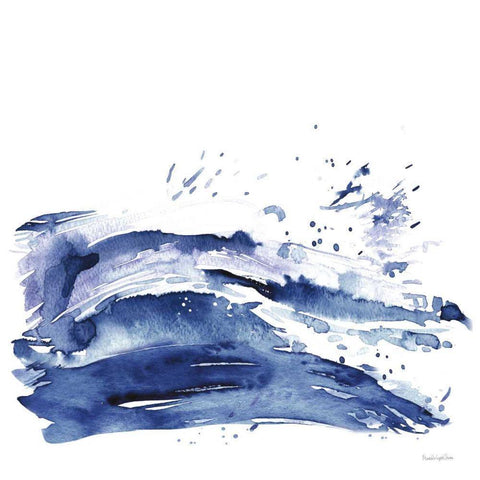 Coastal Splash I White Modern Wood Framed Art Print by Charro, Mercedes Lopez