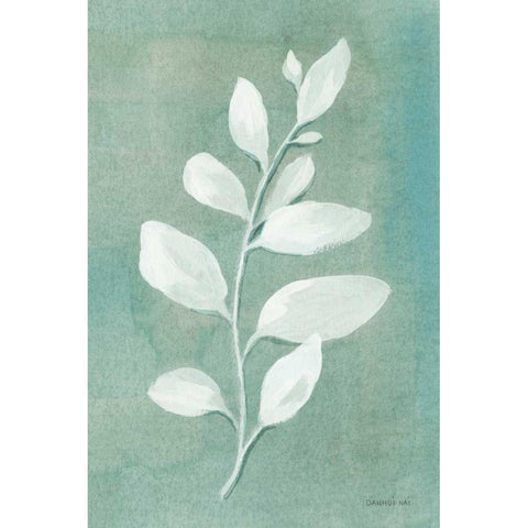 Sage Leaves I Black Modern Wood Framed Art Print with Double Matting by Nai, Danhui