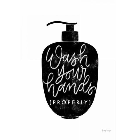 Wash Your Hands III Dispenser White Modern Wood Framed Art Print by Thorns, Becky