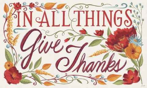 Give Thanks I Black Ornate Wood Framed Art Print with Double Matting by Tavoletti, Anne