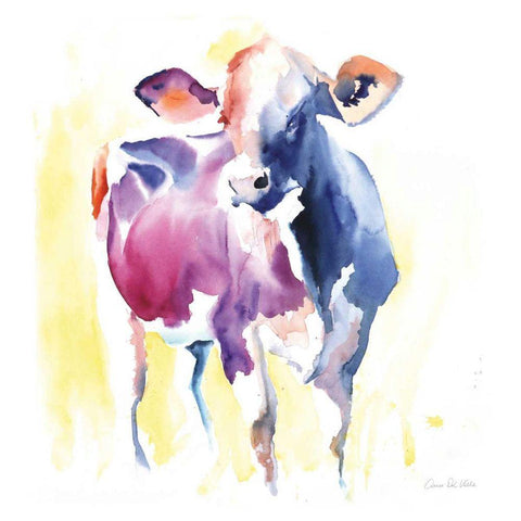 Holstein III White Modern Wood Framed Art Print with Double Matting by Valle, Aimee Del