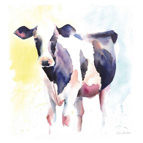 Holstein IV White Modern Wood Framed Art Print with Double Matting by Valle, Aimee Del