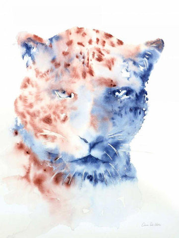 Copper and Blue Cheetah Black Ornate Wood Framed Art Print with Double Matting by Valle, Aimee Del