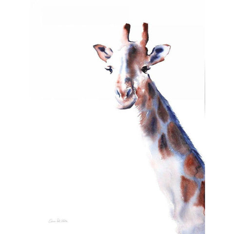 Copper and Blue Giraffe White Modern Wood Framed Art Print by Valle, Aimee Del