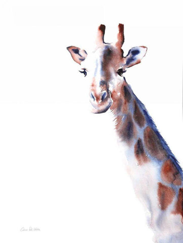 Copper and Blue Giraffe White Modern Wood Framed Art Print with Double Matting by Valle, Aimee Del