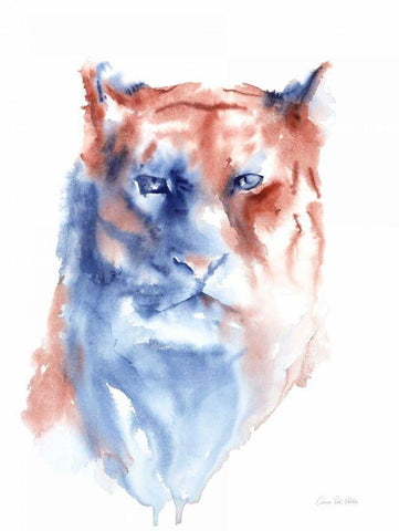 Copper and Blue Lioness White Modern Wood Framed Art Print with Double Matting by Valle, Aimee Del