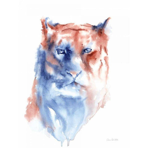 Copper and Blue Lioness Gold Ornate Wood Framed Art Print with Double Matting by Valle, Aimee Del