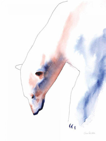 Copper and Blue Polar Bear White Modern Wood Framed Art Print with Double Matting by Valle, Aimee Del