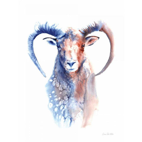 Copper and Blue Ram White Modern Wood Framed Art Print by Valle, Aimee Del