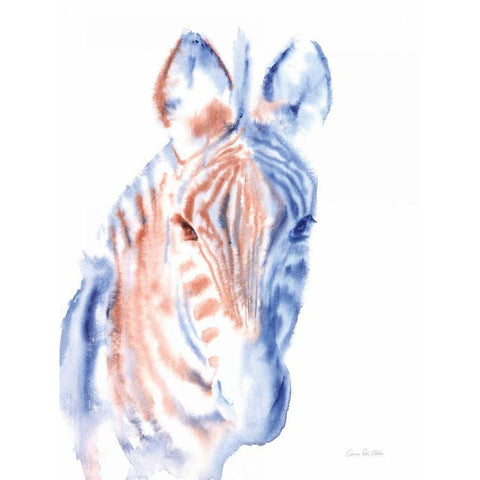 Copper and Blue Zebra Black Modern Wood Framed Art Print with Double Matting by Valle, Aimee Del