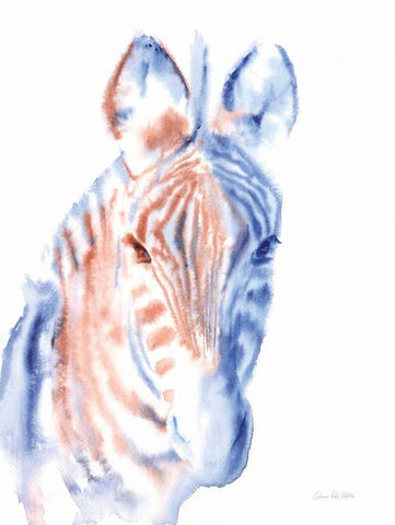 Copper and Blue Zebra White Modern Wood Framed Art Print with Double Matting by Valle, Aimee Del